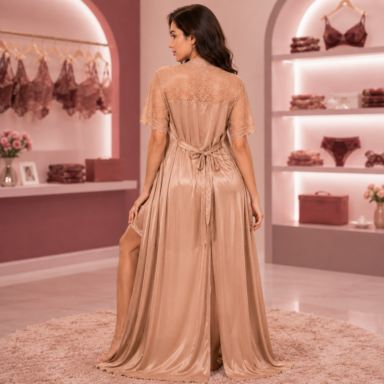 Satin Lace Nightwear Set